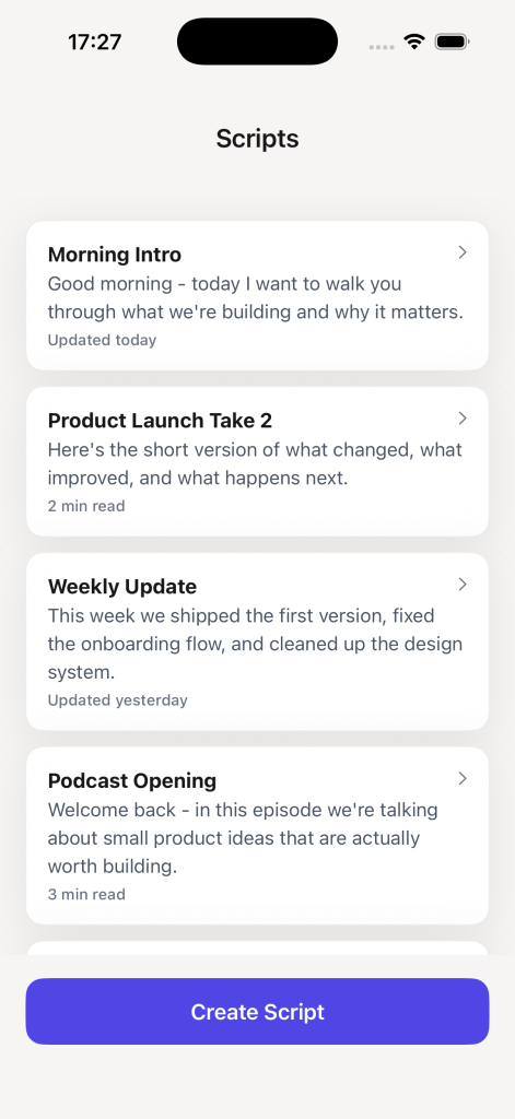 Teleprompter screenshot